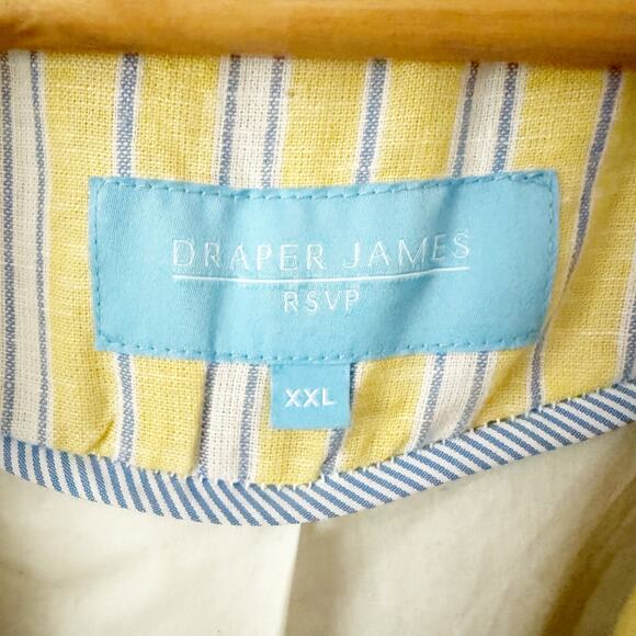 RSVP DRAPER JAMES | Preppy Yellow White Blue Blazer Linen Cotton Jacket | XXL - Picture 5 of 10